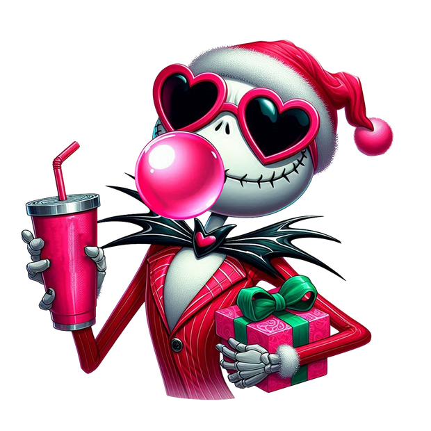 Jack Skellington in Pink Glasses DTF (direct-to-film) Transfer