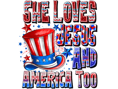 Jesus and America Too USA Hat DTF (direct-to-film) Transfer