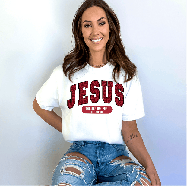 T-Shirt with Jesus is the Reason for the Season in DTF - Twisted Image Transfers