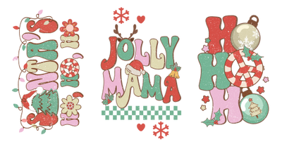 Jolly Mama Christmas-Christmas Retro-Santa Christmas Vibes 16oz UV DTF Libby Cup Wrap