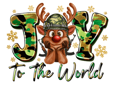 Joy in Camo & Deer DTF (direct-to-film) Transfer