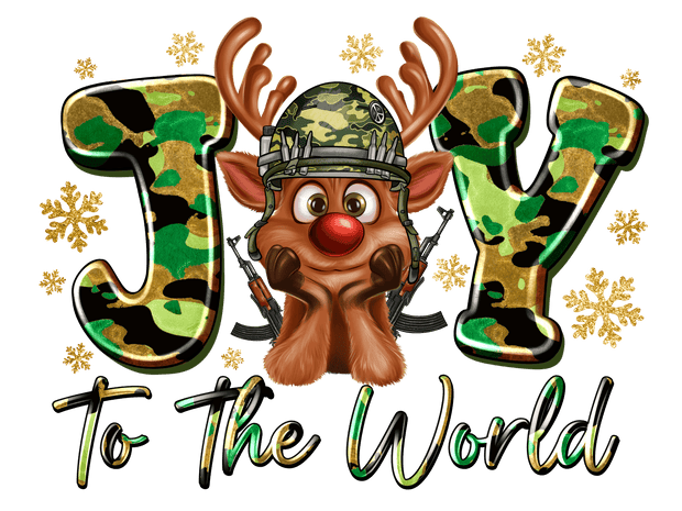 Joy in Camo & Deer DTF (direct-to-film) Transfer