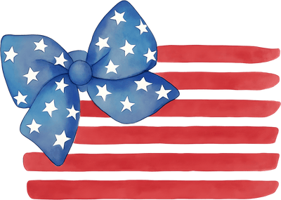 July 4th American Flag Star Bow DTF (direct-to-film) Transfer