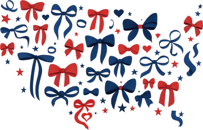 July 4th Bows & Stars DTF (direct-to-film) Transfer