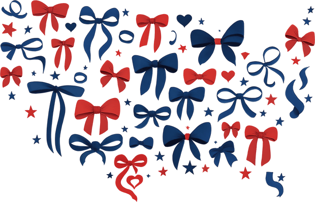 July 4th Bows & Stars DTF (direct-to-film) Transfer