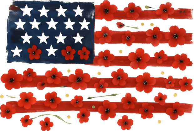 July 4th Flag of Flowers DTF (direct-to-film) Transfer