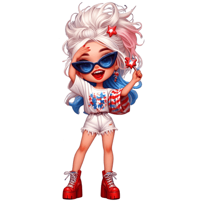 July 4th Fun Girl DTF (direct-to-film) Transfer