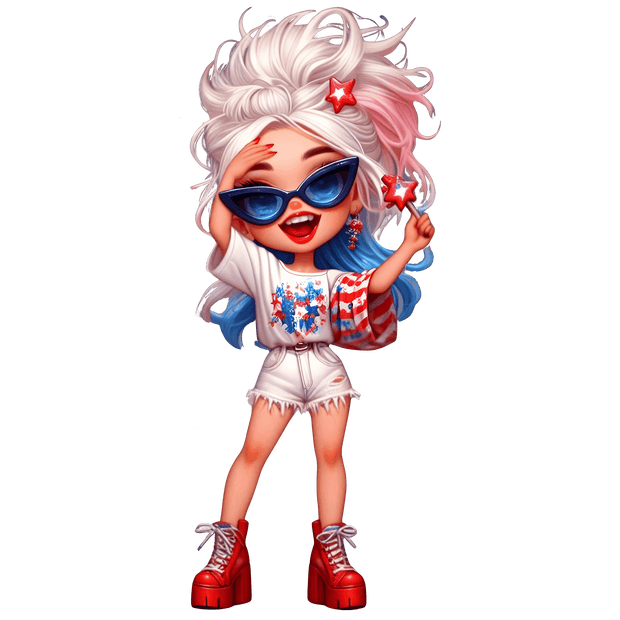 July 4th Fun Girl DTF (direct-to-film) Transfer