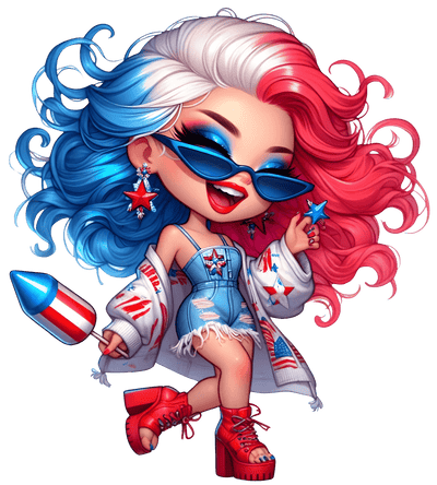 July 4th Girl in Clogs DTF (direct-to-film) Transfer