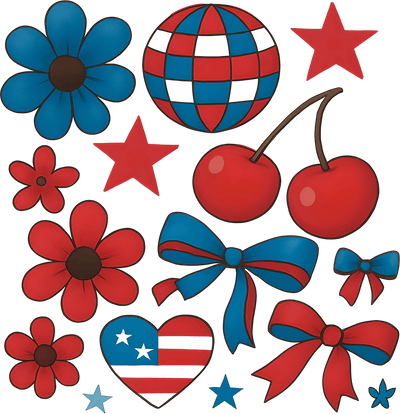 July 4th Heart Stars Flowers & More DTF (direct-to-film) Transfer