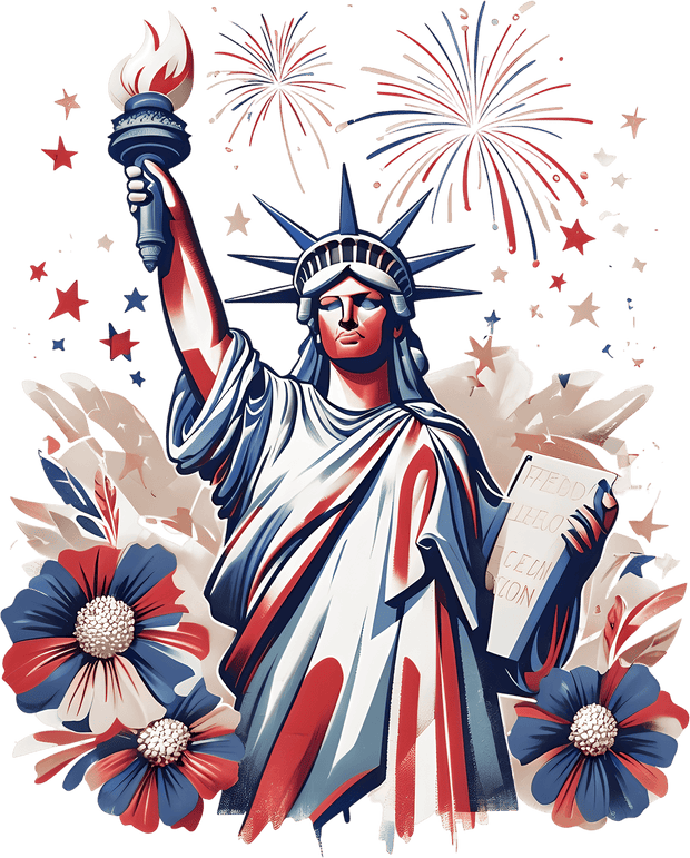 July 4th Liberty with Fireworks DTF (direct-to-film) Transfer