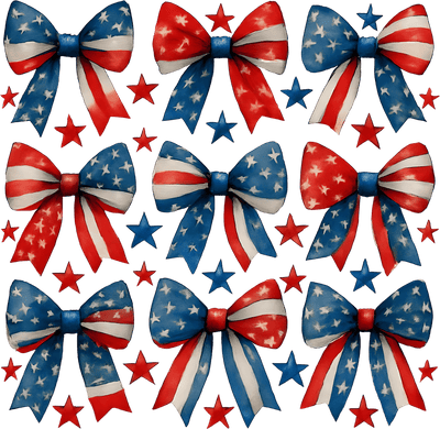 July 4th USA Bows DTF (direct-to-film) Transfer