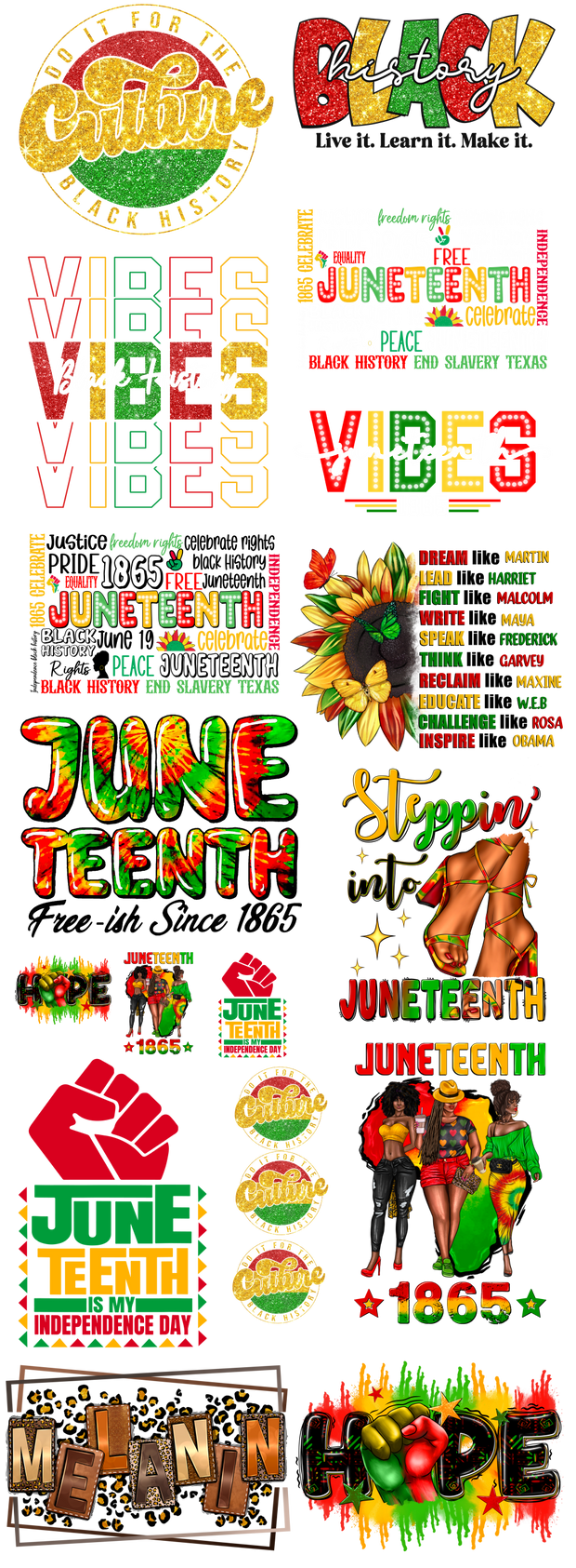 Juneteenth 2 60" DTF Ready to Ship Gang Sheet