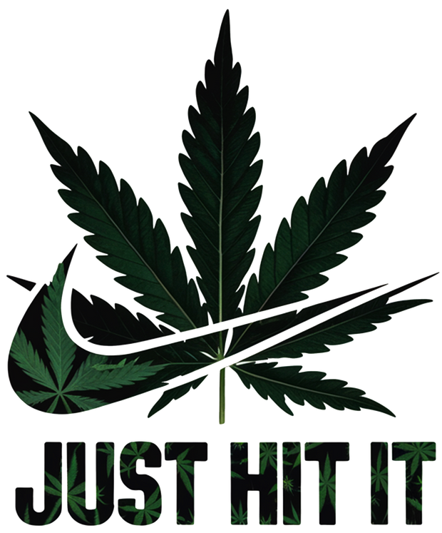 Just Hit It In Black Font With Black Swoosh And Pot Plant DTF (direct to film) Transfer