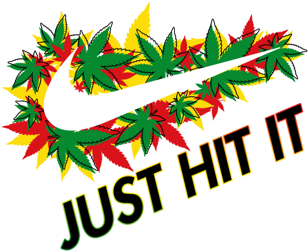 Just Hit It In Black Font With Weed Leaf Swoosh 429 DTF (direct to film) Transfer