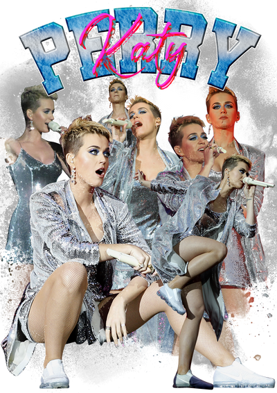 Katy Perry in Blue Font Silver Dress DTF (direct-to-film) Transfer