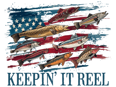 Keepin' it Reel Flag & Fish DTF (direct-to-film) Transfer