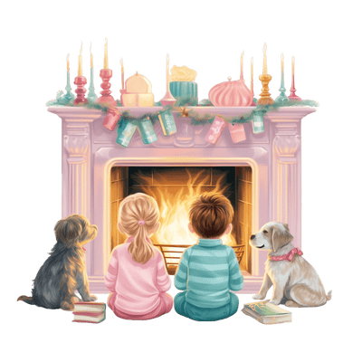 Kids in Jammies With Dogs DTF (direct-to-film) Transfer