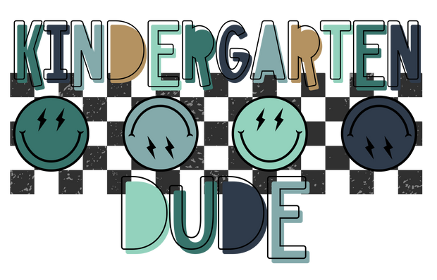 Kindergarten Dude Checkered Line DTF (direct-to-film) Transfer