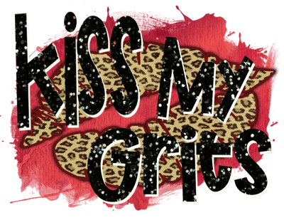 Kiss My Grits with Leopard Print DTF Direct to Film Transfer - Twisted Image Transfers