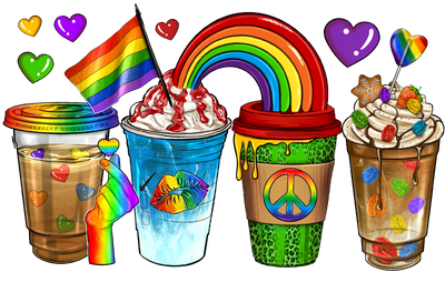 LGBTQ Gay Pride Coffee Drinks DTF (direct-to-film) Transfer