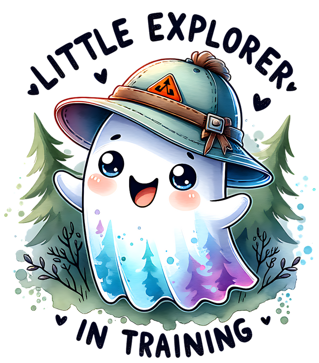 LITTLE EXPLORER IN TRAINING GHOST DTF (direct-to-film) Transfer