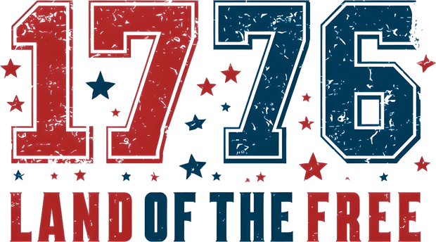 Land of the Free 1776 with Stars DTF (direct-to-film) Transfer