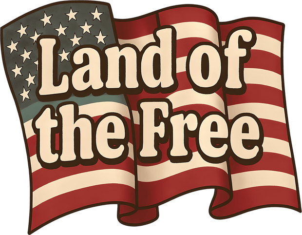 Land of the Free Flag DTF (direct-to-film) Transfer