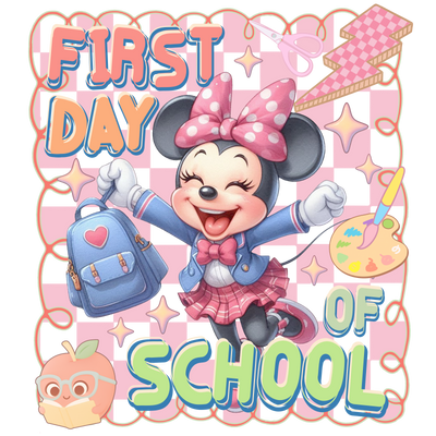 Laughing Minnie Back to School DTF (direct-to-film) Transfer