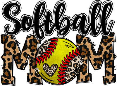 Leopard Softball Mom DTF Direct to Film Transfer - Twisted Image Transfers