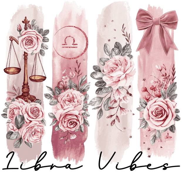 Libra Vibes Floral Strokes DTF (direct-to-film) Transfer