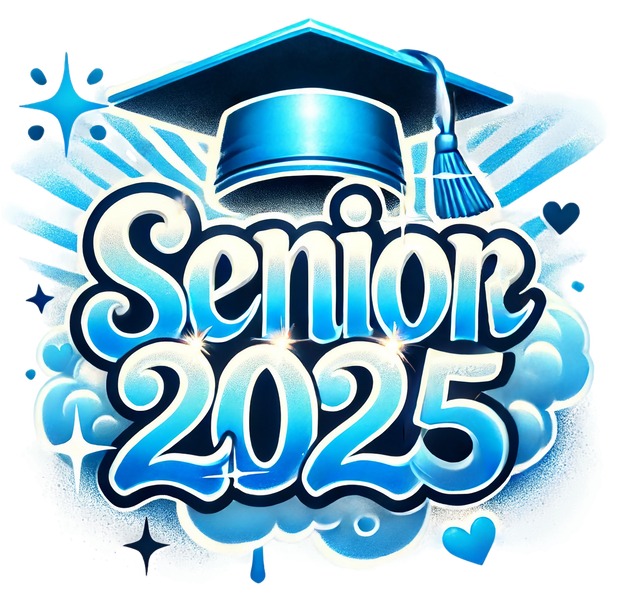 Light Blue Senior 2025 Airbrushed DTF (direct-to-film) Transfer