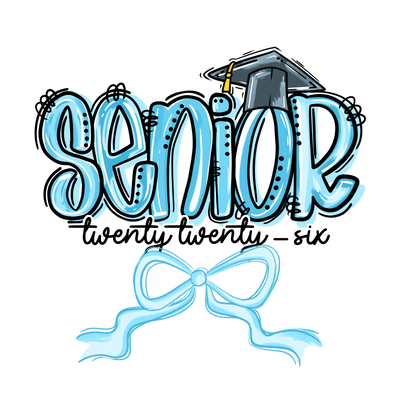 Light Blue Senior w/Cap & Bow DTF (direct-to-film) Transfer