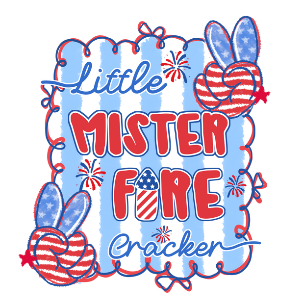 Little Mr. Firecracker DTF (direct-to-film) Transfer