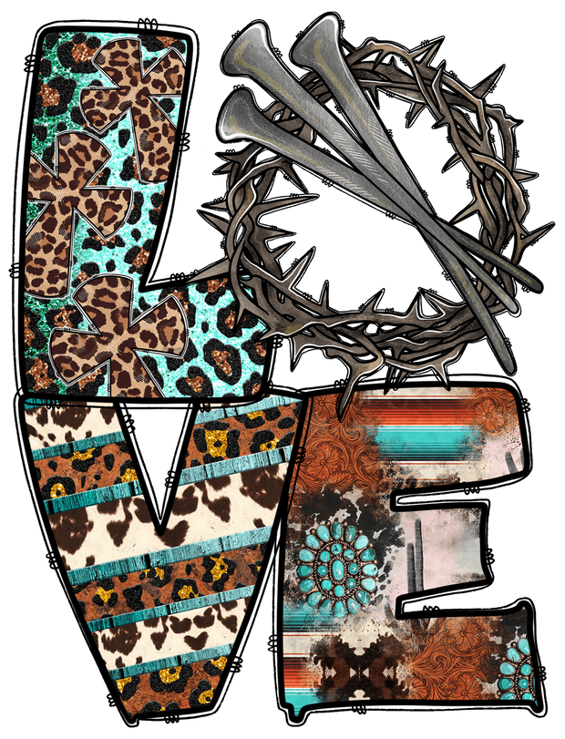 Love Blue & Cheetah DTF (direct-to-film) Transfer