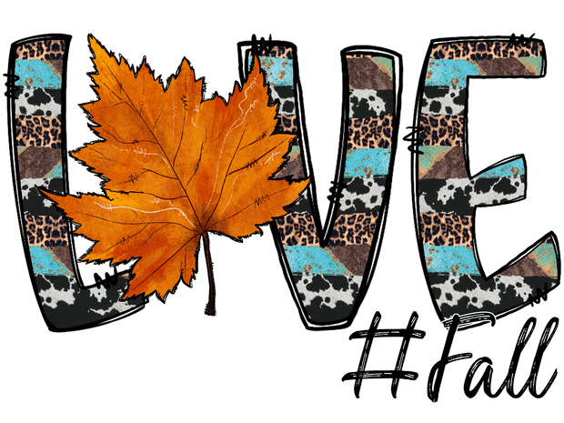 Love Fall with Leaf #Fall DTF (direct-to-film) Transfer