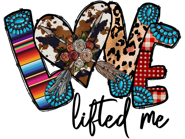 Love Lifted Me Floral Heart DTF (direct-to-film) Transfer