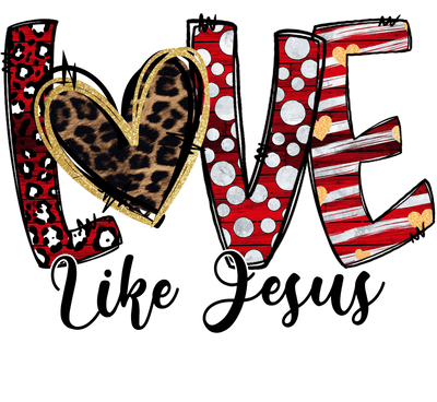 Love Like Jesus Cheetah Heart DTF (direct-to-film) Transfer