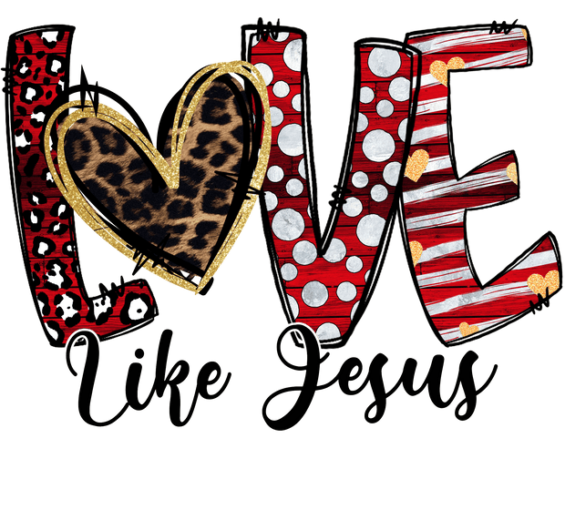 Love Like Jesus Cheetah Heart DTF (direct-to-film) Transfer