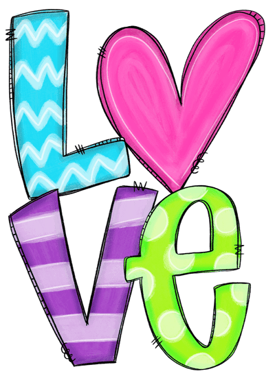 Love Stacked Watercolor DTF (direct-to-film) Transfer