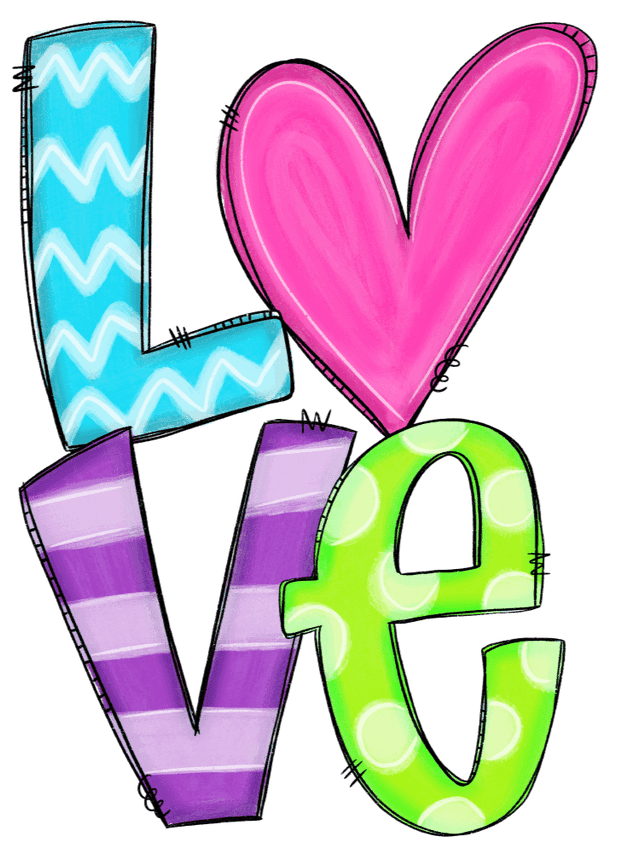 Love Stacked Watercolor DTF (direct-to-film) Transfer