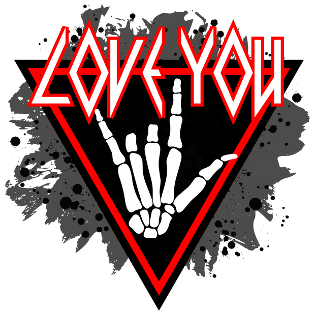 Love You with Skeleton Hand DTF Direct to Film Transfer - Twisted Image Transfers