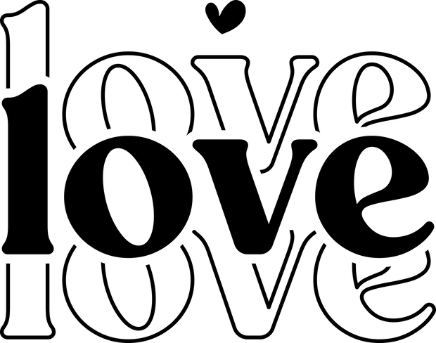 Love x3 in Black Font DTF Direct to Film Transfer - Twisted Image Transfers