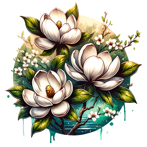 MAGNOLIAS CLIPART DTF (direct-to-film) Transfer