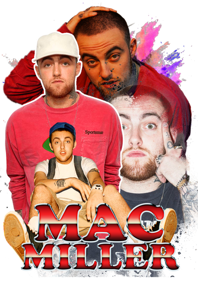 Mac Miller in Red With White Hat DTF (direct-to-film) Transfer