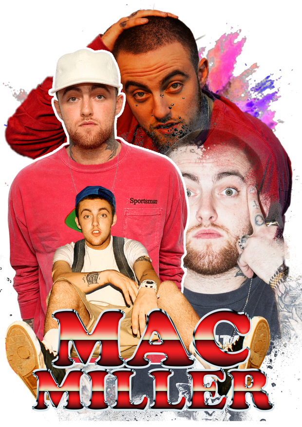 Mac Miller in Red With White Hat DTF (direct-to-film) Transfer
