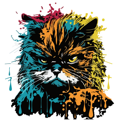 Mad Cat Color Drip DTF (direct-to-film) Transfer