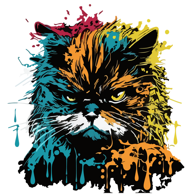 Mad Cat Color Drip DTF (direct-to-film) Transfer