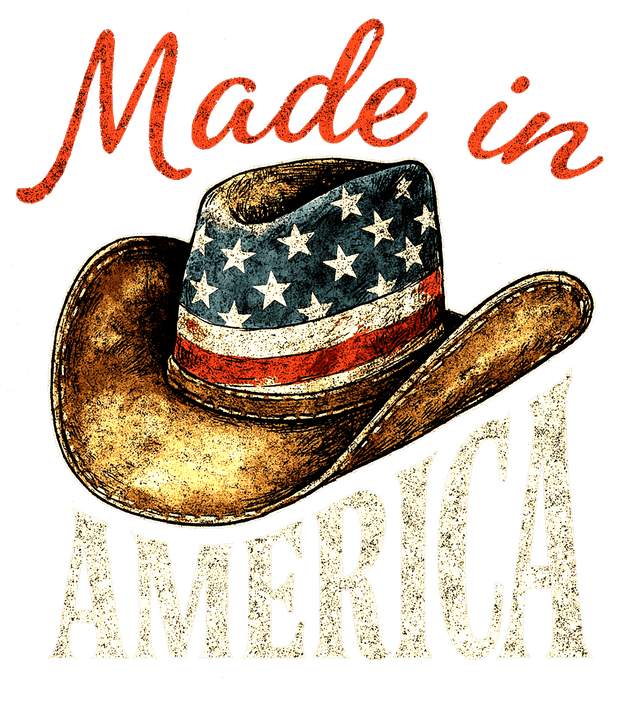 Made in America Flagged Cowboy Hat DTF (direct-to-film) Transfer