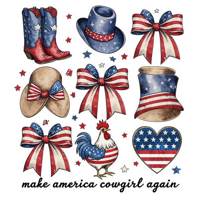 Make America Cowgirl Again USA Images DTF (direct-to-film) Transfer
